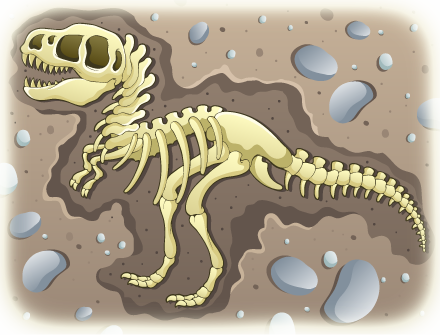 dino fossil in dirt trans